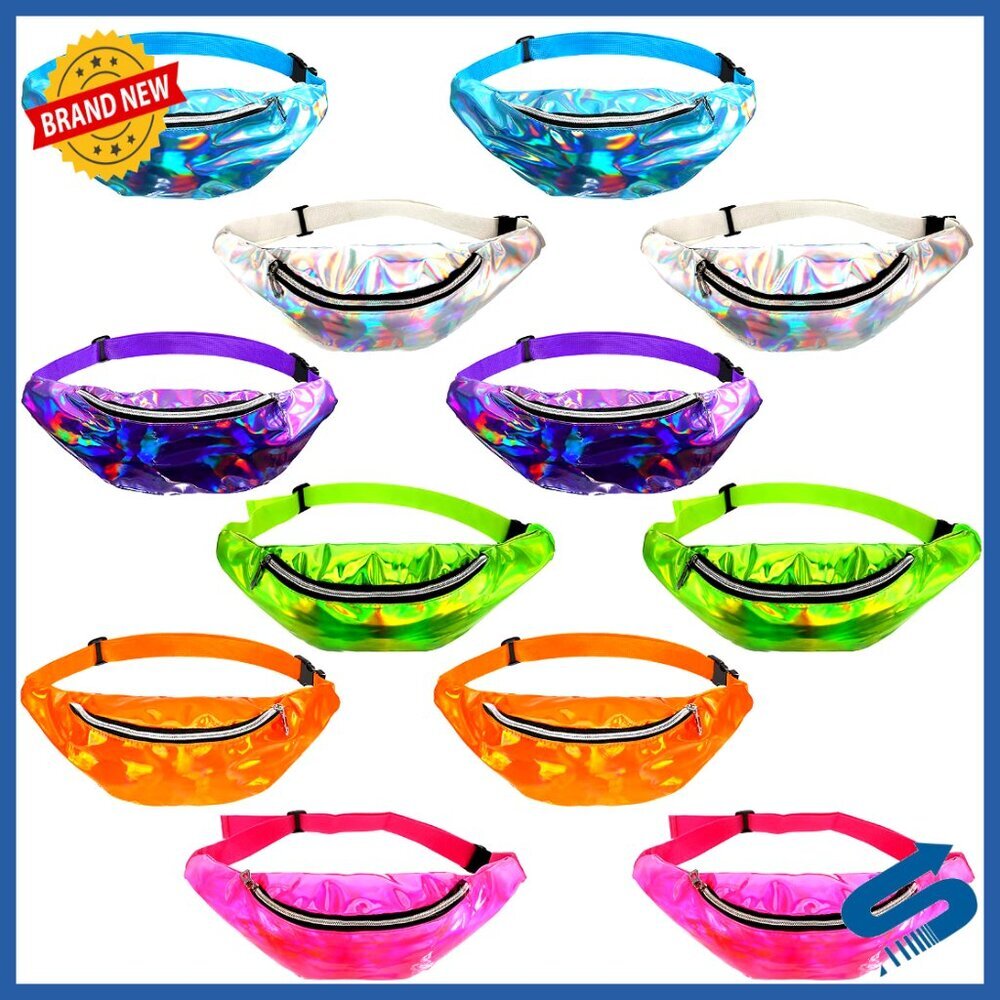 12-Pack Waterproof Nylon Fanny Packs Adjustable Belt Outdoor Sport Waist Bags
